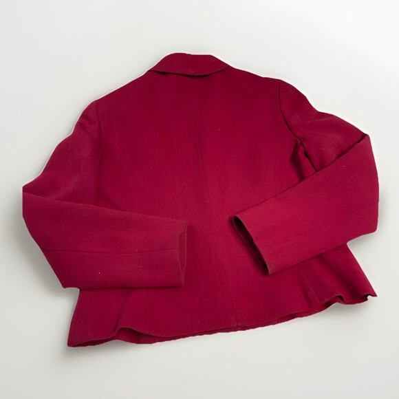 ANN TAYLOR Wool Blazer Size 6 Pants 8 Suit Set Womens Magenta Pink Career Lined - Picture 8 of 16